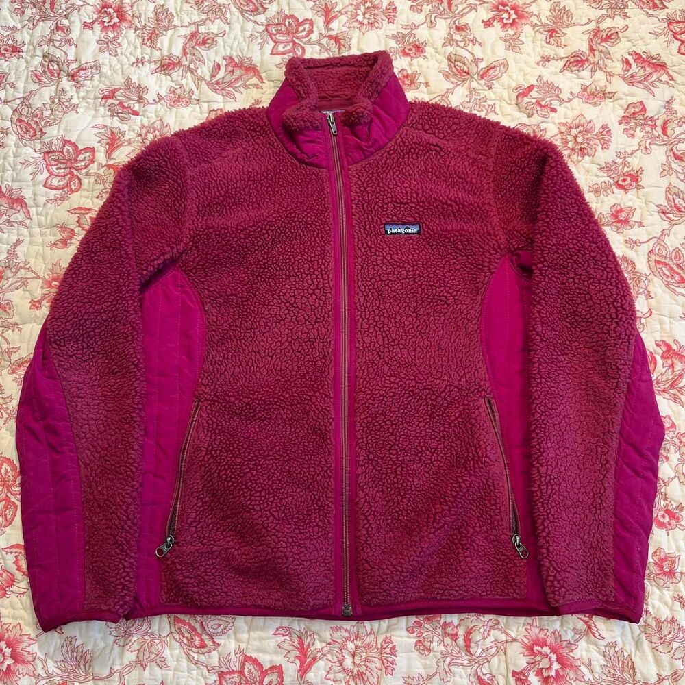 Vintage 90s Patagonia Dark Pink Deep Pile Retro X Full zip Sherpa Jacket